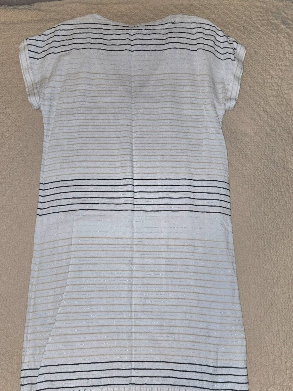 VINEYARD VINES Linen V-neck Black/Tan/Metallic Stripes Size 4 - Picture 3 of 9